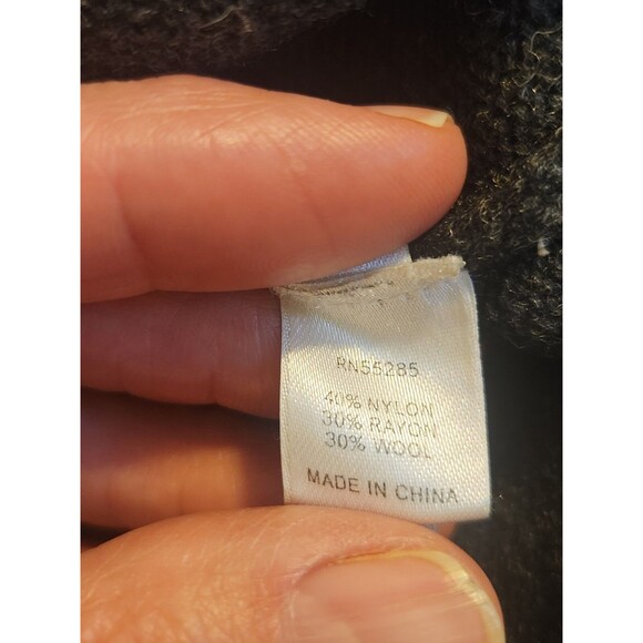 Express Medium Black & Gray V-Neck Striped Sweater Dress Pockets Wool Blend Y2K - Picture 6 of 11